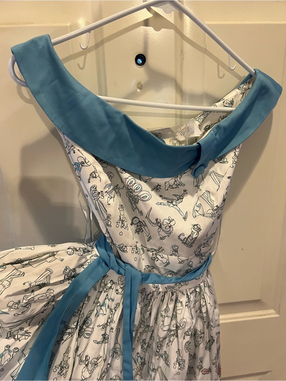 Disney Dress Shop Light Blue & White Character Print Dress with Bow - Picture 3 of 6